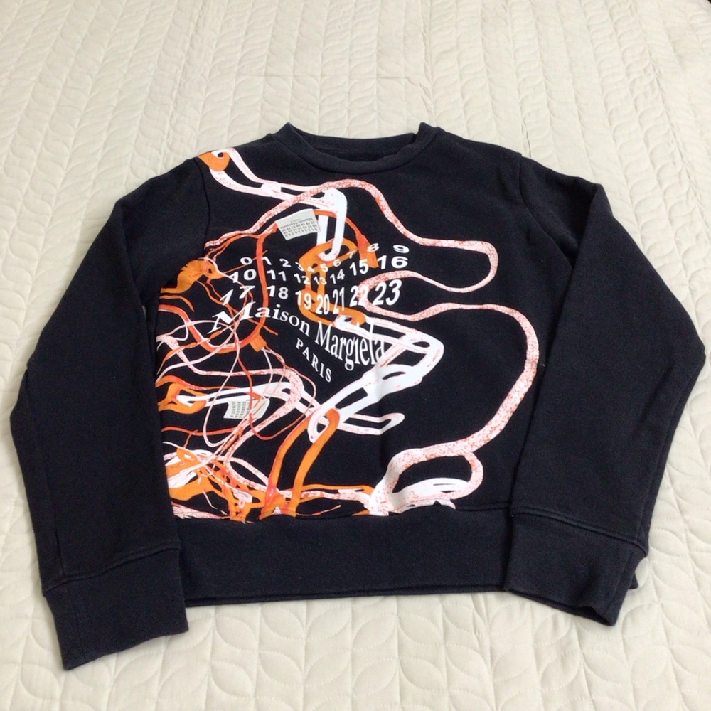 Maison Martin Margiela Black and Orange Crewneck Sweater